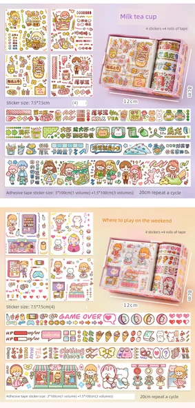 Prenses Desenli Çocuk Sticker Seti - 4 Sticker + 4 Bant Rastgele 1 - 10