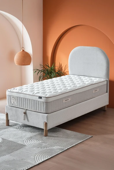 Cennet Yatak Bohem Plus Tek Kişilik Uyku Seti Pocket Yaylı Yatak, Sandıklı Baza, Başlık 3 lü Set - 2