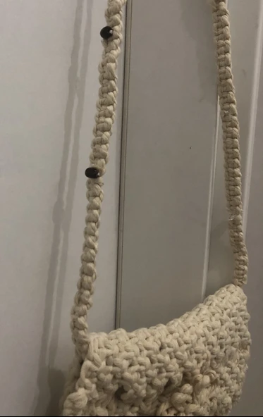 ÇİÇEKLİ MODEL MAKROME DOKUMA ÇANTA - 4