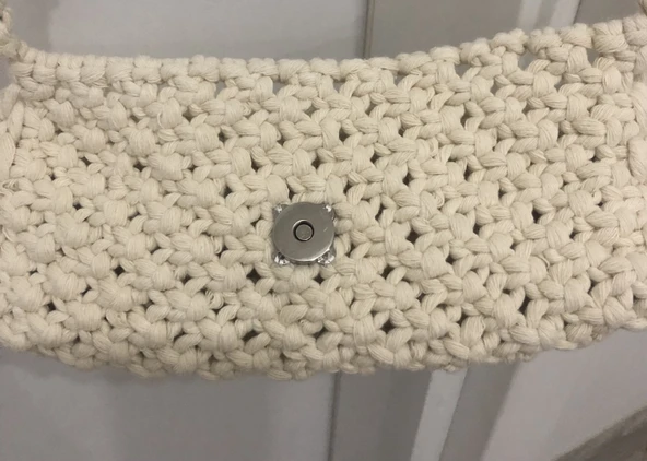 ÇİÇEKLİ MODEL MAKROME DOKUMA ÇANTA - 3