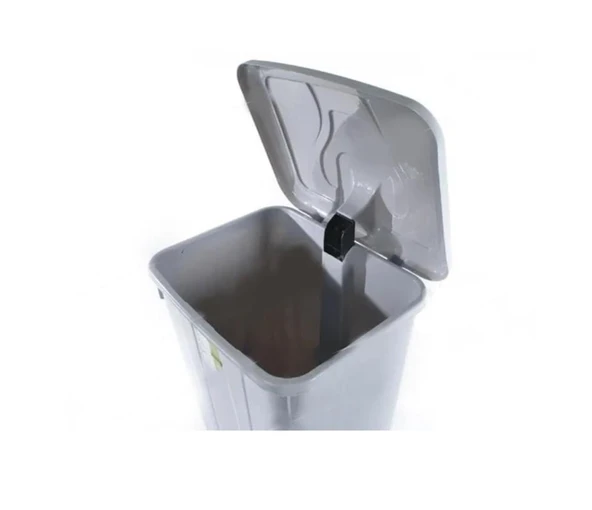Omnipazar SY-4265 Gri 85 lt Köşeli Pedallı Tekerlekli Çöp Kovası - 3
