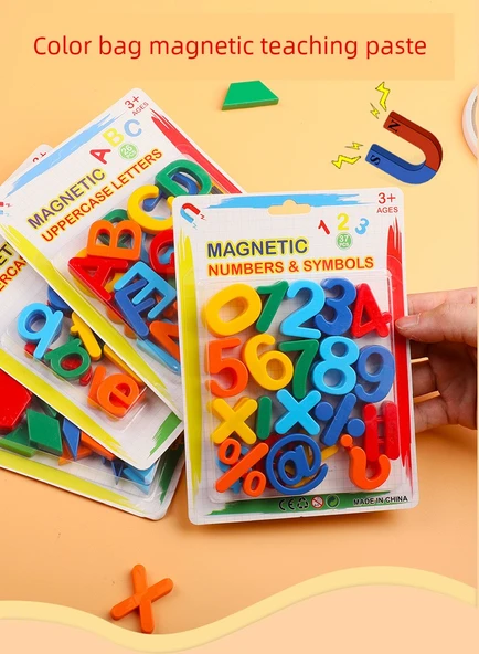 Manyetik Harfler Sayılar Semboller Eğitim Çıkartmaları - 137 Parça Küçük Tam Set + 40x60 cm Orta Kara Tahta ve Stand ile - 5