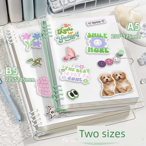 Şeffaf Yumuşak Deri Sırt Defteri A5-Mor Yatay Çizgi 60 Sayfa - Resim 9