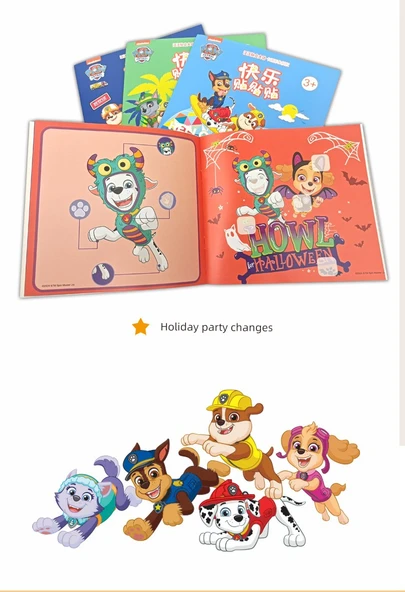 PAW Patrol Çıkartma Kitabı - Wang Wang Takımı Mutlu Posta Kitabı Dörtlü Set - 12