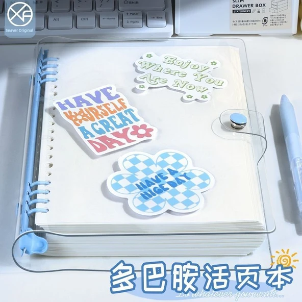 Şeffaf Yumuşak Deri Sırt Defteri A5-Mor Yatay Çizgi 60 Sayfa - Resim 7