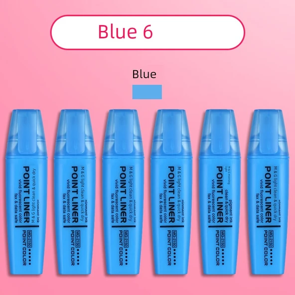 Fluoresan Marker Kalemi - Mavi 6 Adet