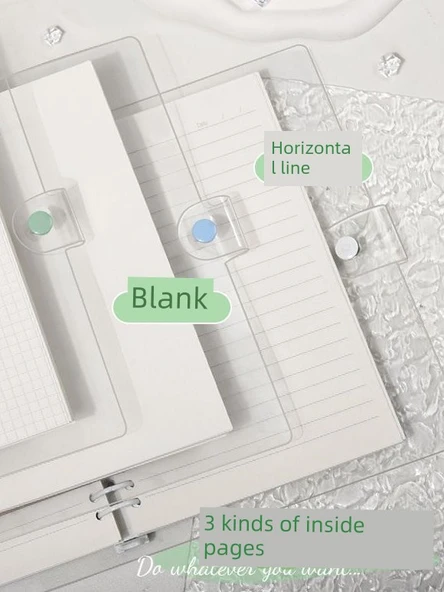 Şeffaf Yumuşak Deri Sırt Defteri A5-Mor Yatay Çizgi 60 Sayfa - Resim 4