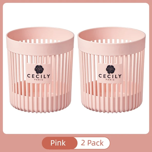 Masaüstü Depolama Kovası Kalemlik - Pembe 2 Paket