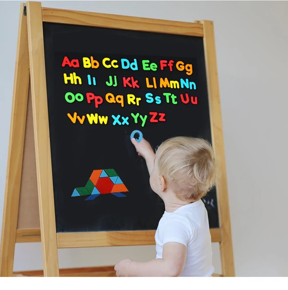 Manyetik Harfler Sayılar Semboller Eğitim Çıkartmaları - 137 Parça Küçük Tam Set + 40x60 cm Orta Kara Tahta ve Stand ile - 12