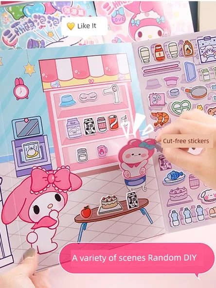 Sanrio Balon Çıkartmaları Sessiz Kitap - Yeni Gelen Jade Gui Köpeği [Tam Ürün Yapmaya Gerek Yok + Tekrar Kullanım] - 3
