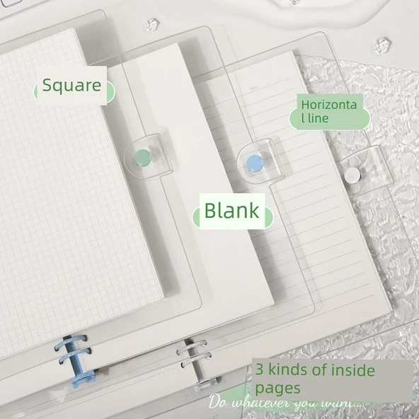 Şeffaf Yumuşak Deri Sırt Defteri A5-Mor Yatay Çizgi 60 Sayfa - Resim 10