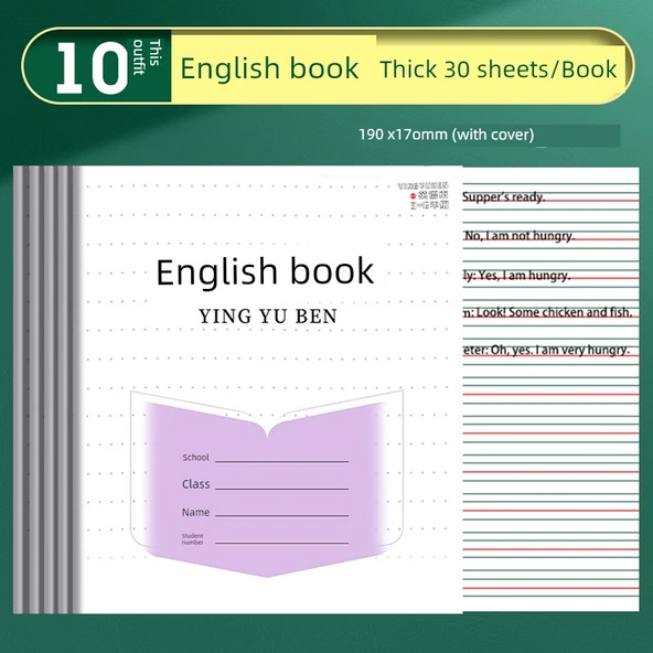 İlkokul Öğrenci Çalışma Defteri - 3-6 Sınıflar - Çince, Matematik, İngilizce - Kalın 30 Sayfa - İngilizce [20 Paket]