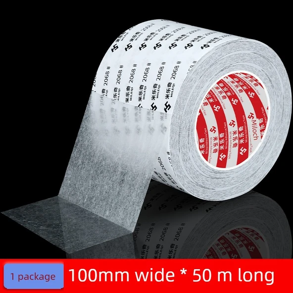 El Yapımı Pamuk Kağıdı İki Taraflı Bant - 100mm Genişlik - 50m Uzunluk