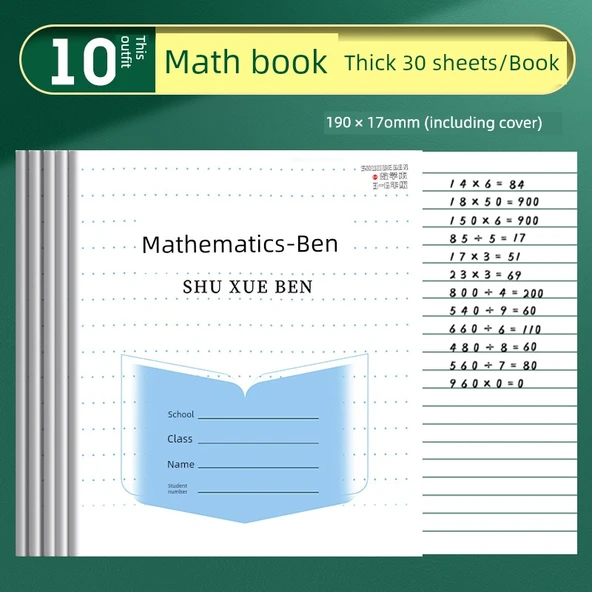 İlkokul Öğrenci Çalışma Defteri - 3-6 Sınıflar - Çince, Matematik, İngilizce - Kalın 30 Sayfa - Matematik Kitabı [10 Paket]