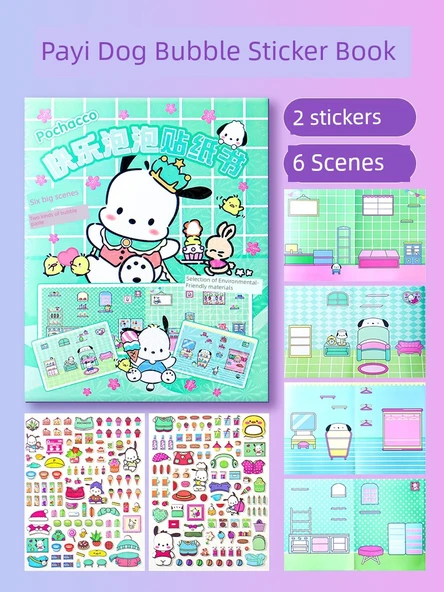 Sanrio Balon Çıkartmaları Sessiz Kitap - Pacha Köpeği [Tam Ürün Yapmaya Gerek Yok + Tekrar Kullanım]