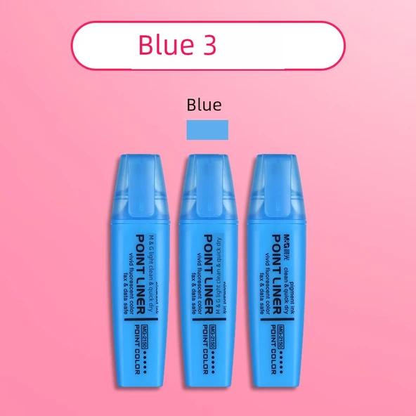 Fluoresan Marker Kalemi - Mavi 3 Adet