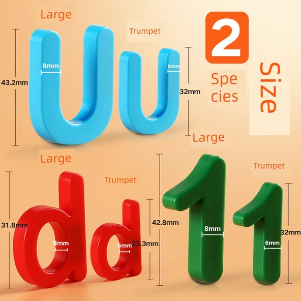 Manyetik Harfler Sayılar Semboller Eğitim Çıkartmaları - 137 Parça Küçük Tam Set + 40x60 cm Orta Kara Tahta ve Stand ile - 4