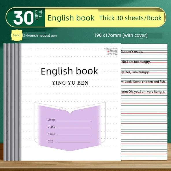 İlkokul Öğrenci Çalışma Defteri - 3-6 Sınıflar - Çince, Matematik, İngilizce - Kalın 30 Sayfa - İngilizce [30 Paket]