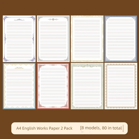 A4 İngilizce Yazı Kağıdı - 2 Paket (8 Sayfa Toplam)