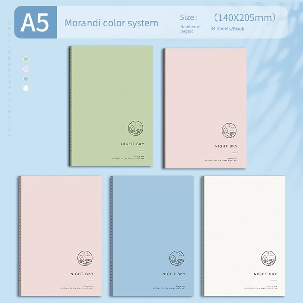 Minimalist Mori Tarzı Yumuşak Kapak A5 Defter - A5 Morandi Rastgele 1 Kitap