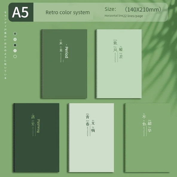 Minimalist Mori Tarzı Yumuşak Kapak A5 Defter - A5 Rastgele 1 Paket Retro Renk Sistemi