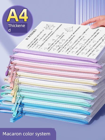 A5/A4 Şeffaf Dosya Çantası - Sıcak Öneri/Kalın/A4-Makaron Renk/10 Paket - 2