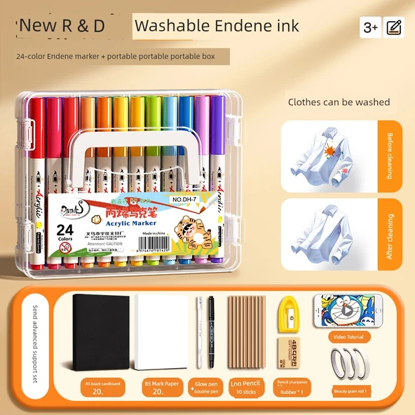 Akrilik Marker Kalemi - 24 Renkli + 53 Hediye