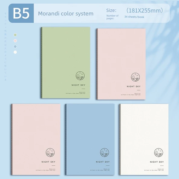 Minimalist Mori Tarzı Yumuşak Kapak B5 Defter - B5 Morandi Rastgele 1 Kitap