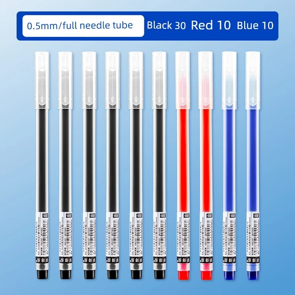 Düz Sıvı Kalem - Karışık Renk 50 Siyah 30 Kırmızı 10 Mavi 10 - 0.5mm