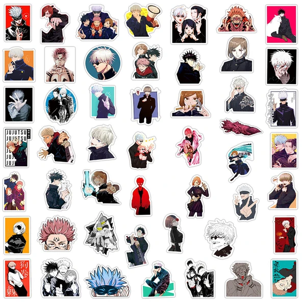 50 Karikatür Büyü Savaş Sticker Seti - Valiz Bilgisayar Telefon Kılıfı Kask - Jujutsu Kaisen - 11
