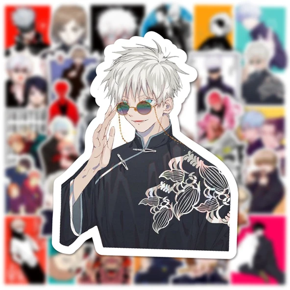 50 Karikatür Büyü Savaş Sticker Seti - Valiz Bilgisayar Telefon Kılıfı Kask - Jujutsu Kaisen - 4