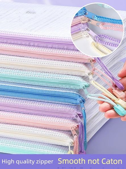 A5/A4 Şeffaf Dosya Çantası - Sıcak Öneri/Kalın/A4-Makaron Renk/10 Paket - 6