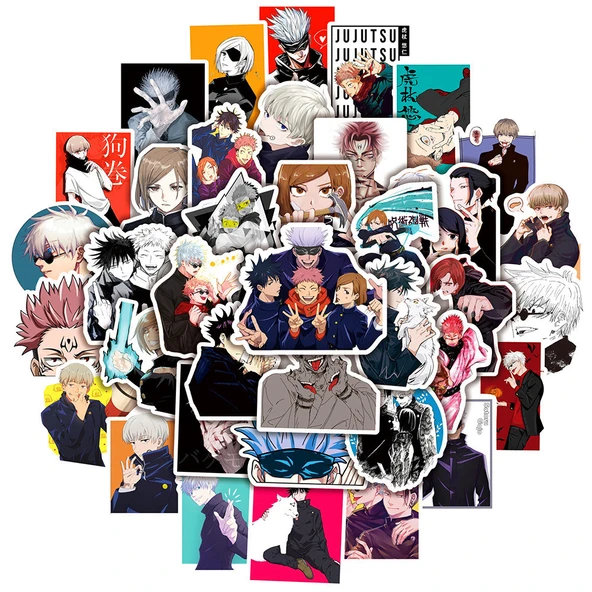 50 Karikatür Büyü Savaş Sticker Seti - Valiz Bilgisayar Telefon Kılıfı Kask - Jujutsu Kaisen - 10