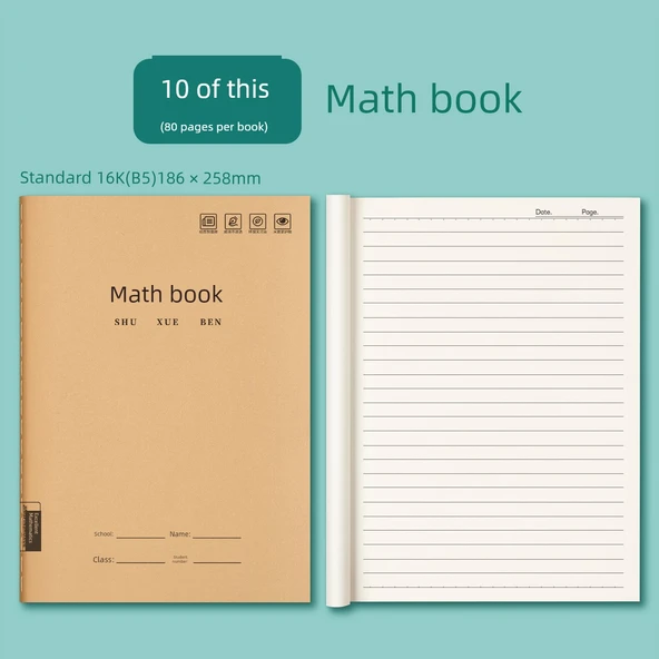 16K Egzersiz Defteri - 16K matematik defterleri/10 defter (80 sayfa her biri)