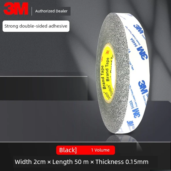 Ultra İnce Çift Taraflı Bant - Siyah 2cm x 50m x 0.15mm