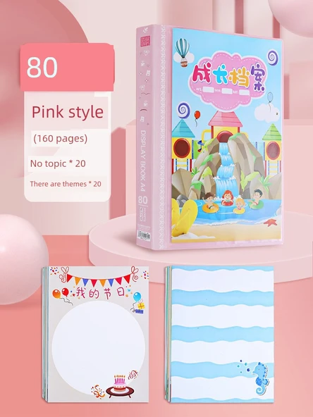 Bebek Gelişim Kayıt Defteri - Pembe 80 Sayfa Takım - 40 Tema