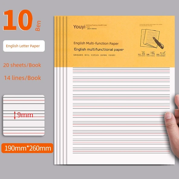 Kalın Kağıt Defter - İngilizce - 10 Kitap - 200 Sayfa