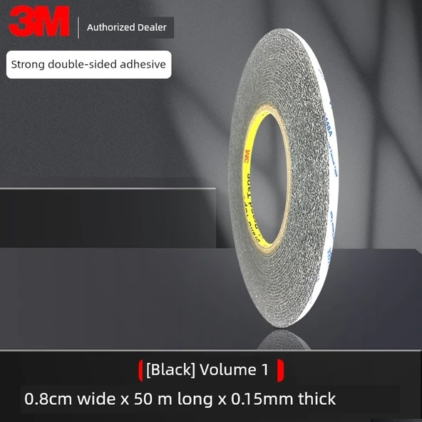 Ultra İnce Çift Taraflı Bant - Siyah 0.8cm x 50m x 0.15mm