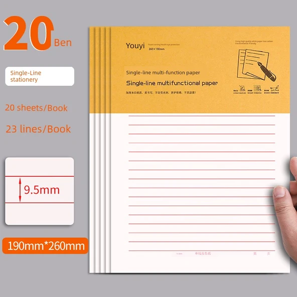 Kalın Kağıt Defter - Tek Satır - 20 Kitap - 400 Sayfa