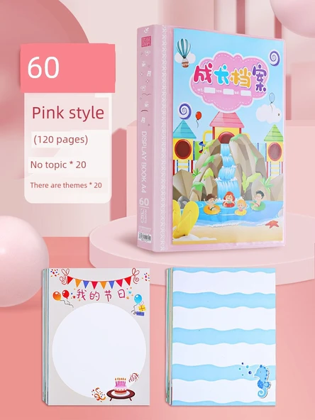 Bebek Gelişim Kayıt Defteri - Pembe 60 Sayfa Takım - 40 Tema
