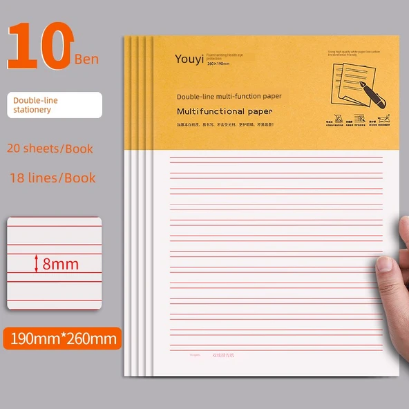 Kalın Kağıt Defter - Çift Satır - 10 Kitap - 200 Sayfa