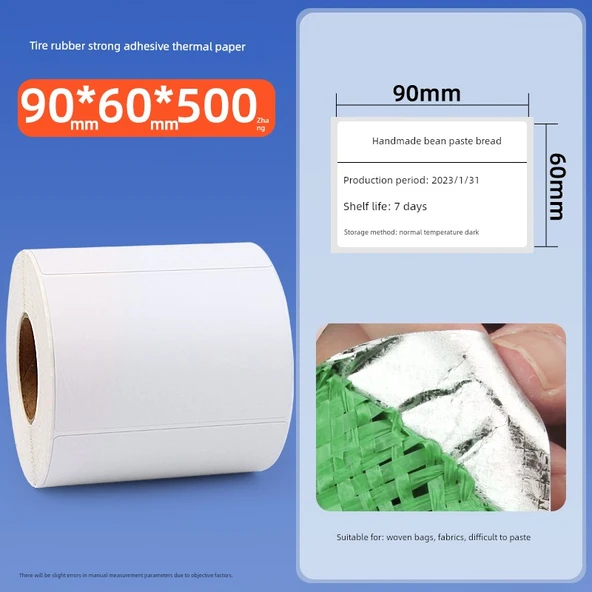 Yüksek Yapışkanlı Lastik Kauçuk Termal Etiket Çıkartmaları - 90x60x500 Yatay Versiyon
