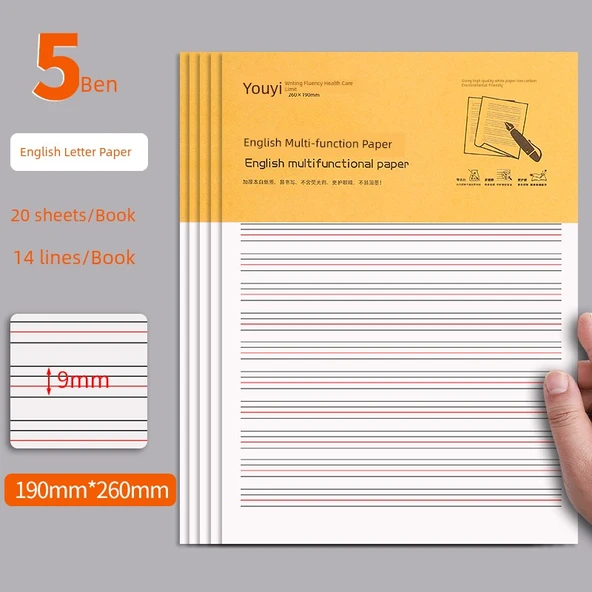 Kalın Kağıt Defter - İngilizce - 5 Kitap - 100 Sayfa