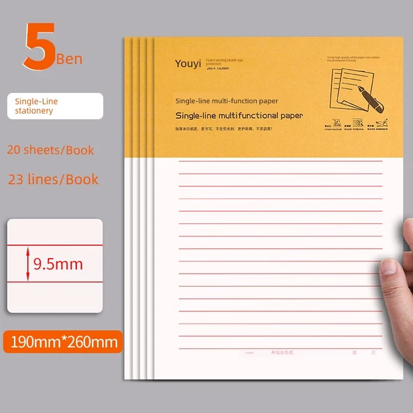 Kalın Kağıt Defter - Tek Satır - 5 Kitap - 100 Sayfa
