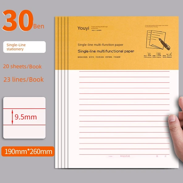 Kalın Kağıt Defter - Tek Satır - 30 Kitap - 600 Sayfa