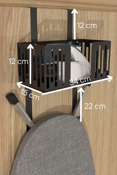 Risingmaber Siyah Kapı Arkası Ütü ve Ütü Masası Tutucu, Organizer, Ütü ve Ütü Masası Askısı MT110S - 7
