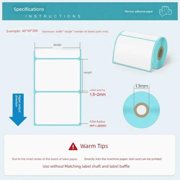 Küçük Boy Üç Koruma Termal Etiket Kağıdı - 10 Rulo 70x50x125 Yatay (Küçük Rulo Kafası) - Resim 3