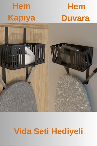 Risingmaber Siyah Kapı Arkası Ütü ve Ütü Masası Tutucu, Organizer, Ütü ve Ütü Masası Askısı MT110S - 2