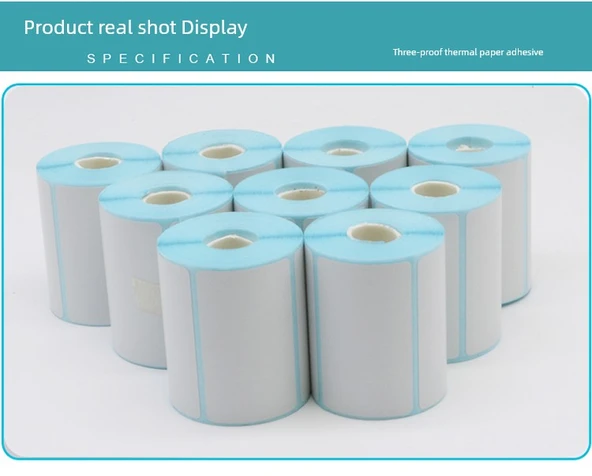 Küçük Boy Üç Koruma Termal Etiket Kağıdı - 10 Rulo 70x50x125 Yatay (Küçük Rulo Kafası) - Resim 9