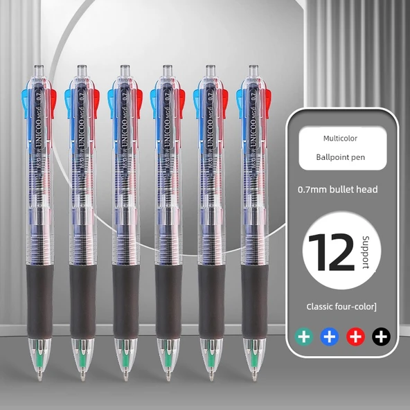 4 Renkli 0.7mm Tükenmez Kalem - 12'li Kutu